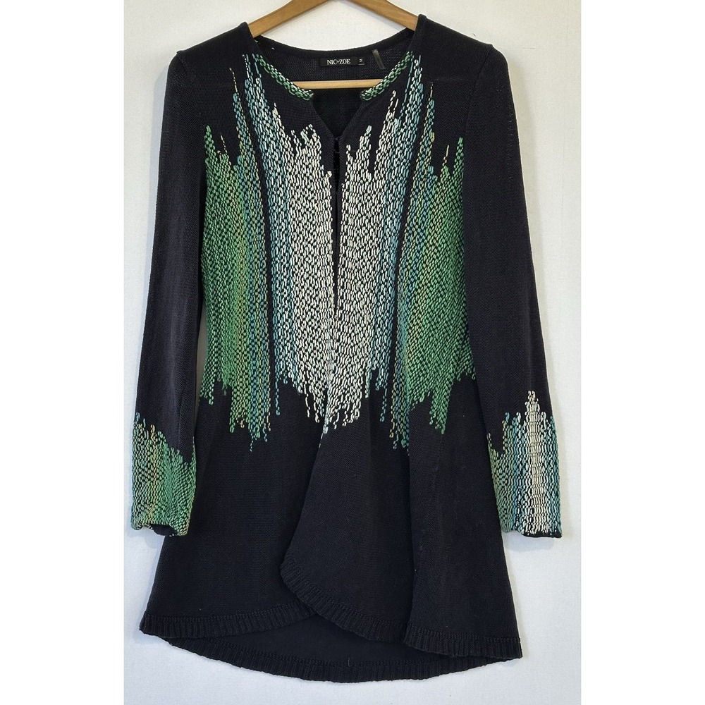 NIC ZOE Blue Open Cardigan Detailed Threading Business Women's Sz M